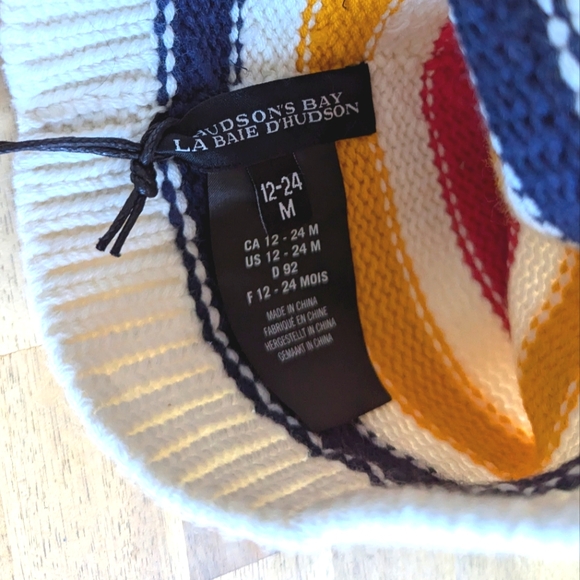 Hudson's Bay Baby's Multistripe Wool-Blend Pom Toque NWT - Picture 5 of 5